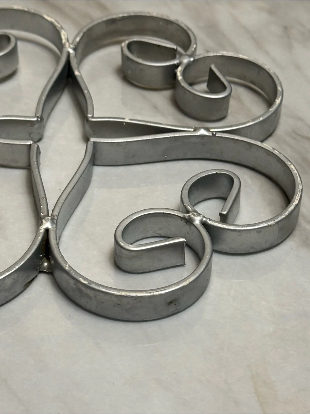 Silver plated heart pattern trivet mid century French table accessory